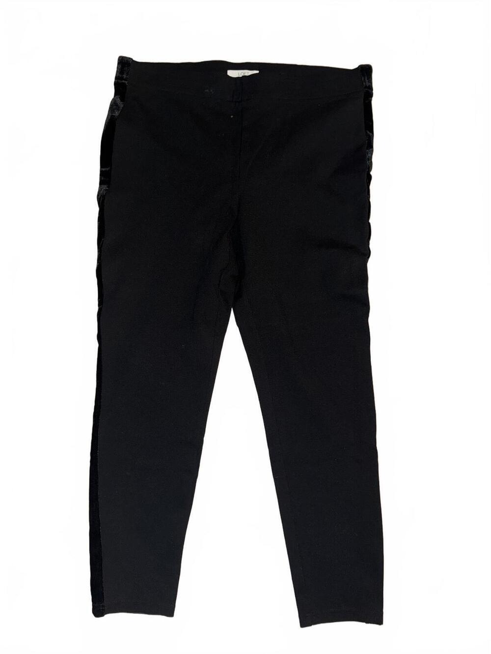 Women’s LOFT black straight-leg stretch waist trousers w side leg detail Size XL